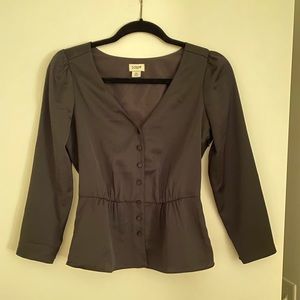 J Crew black peplum button down blouse, 00 (XS)